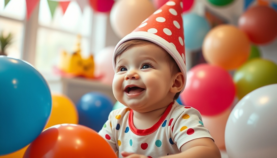 Moo Deng's First Birthday Celebration with balloons and happiness
