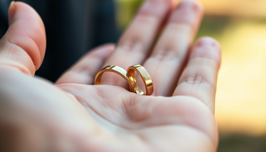 Close-up of hand holding two gold wedding rings, lost wedding rings recovery.