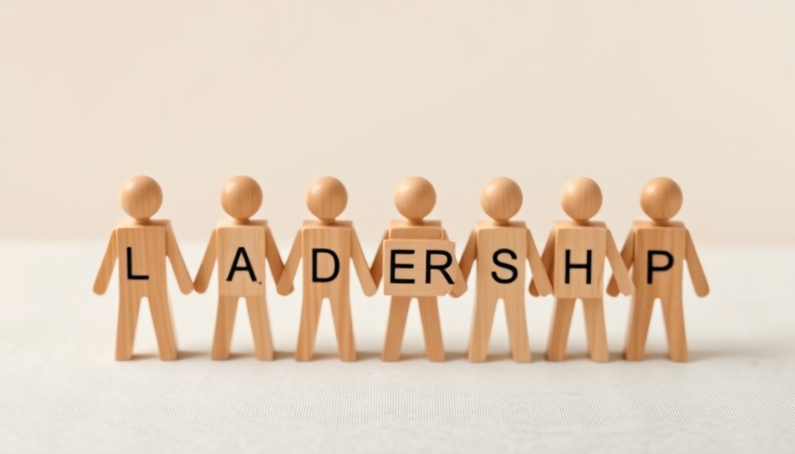 Wooden figures with 'LEADERSHIP' text display resilient leadership concept.