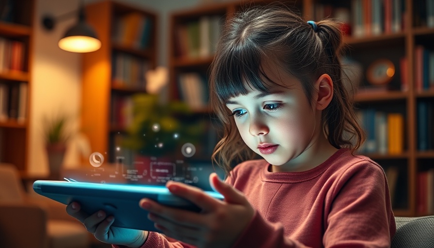 Young girl using AI EdTech device in study, highlighting AI and EdTech in Ivy League Admissions.