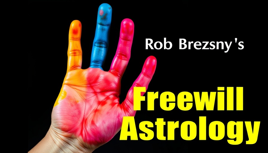 Vibrant business horoscope design with colorful handprint.