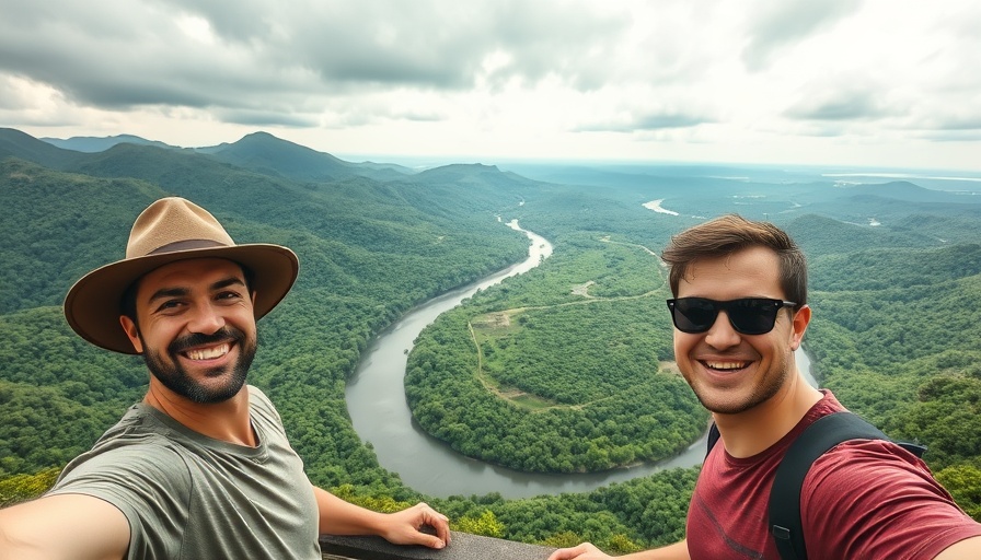 Men exploring India's first private biosphere with lush forests.