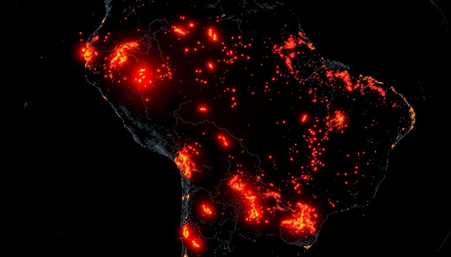 Satellite view of Amazon wildfires reduction, South America.