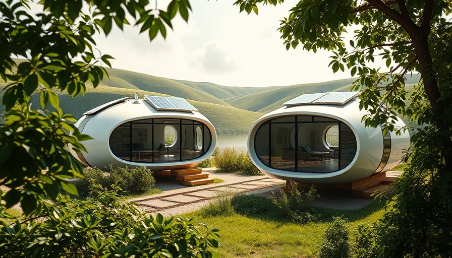 Futuristic flood-resistant tiny homes with solar panels.