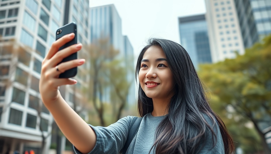 Young woman in city park using tech, connecting with nature