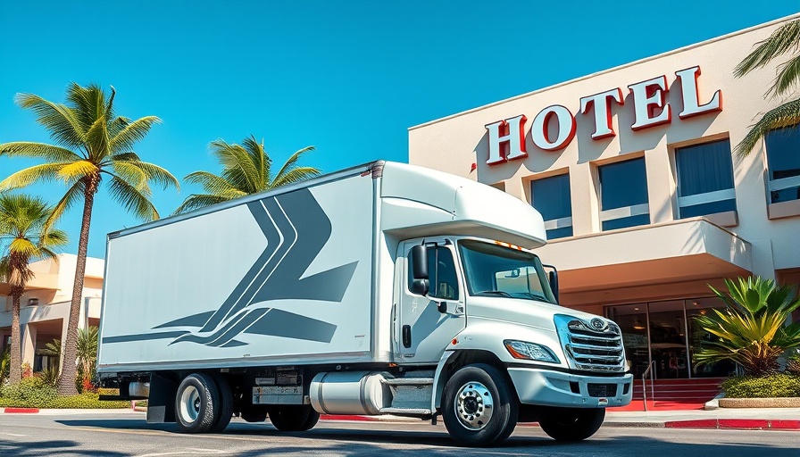 Truck outside hotel entrance, Westminster Academy land acquisition context.