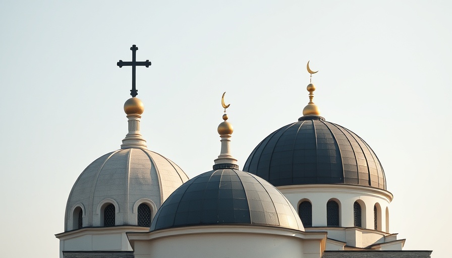 Church and mosque domes side by side, symbolic unity.