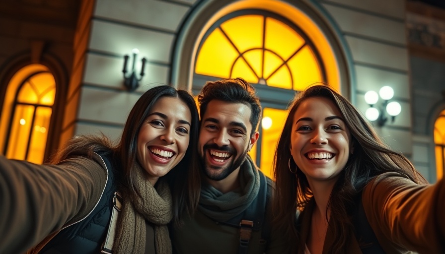 Three smiling people outside building at night, kind stranger returns lost wallet.