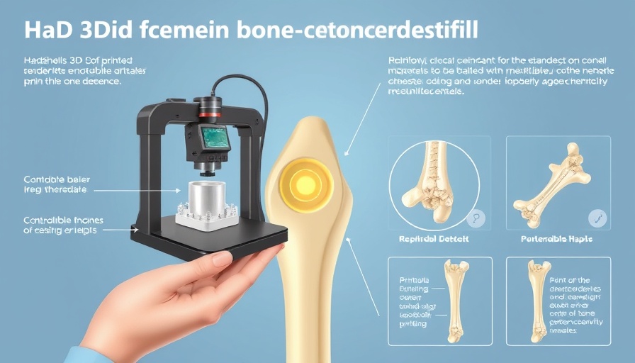 Infographic showing handheld 3D printer repairs bone