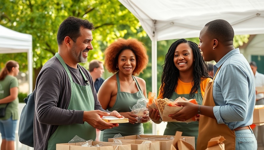 Joyful volunteers building hope in communities by distributing food.