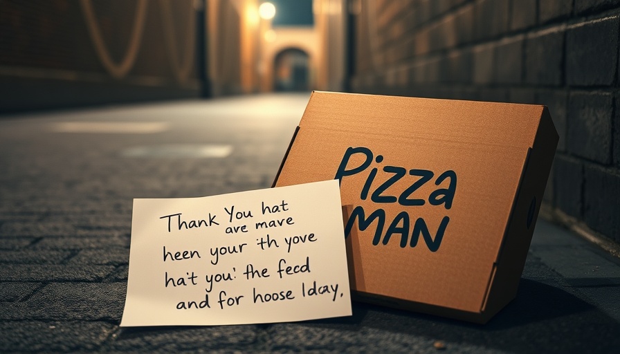 Pizzeria owner offers free pizzas to needy, heartfelt letter by pizza box.