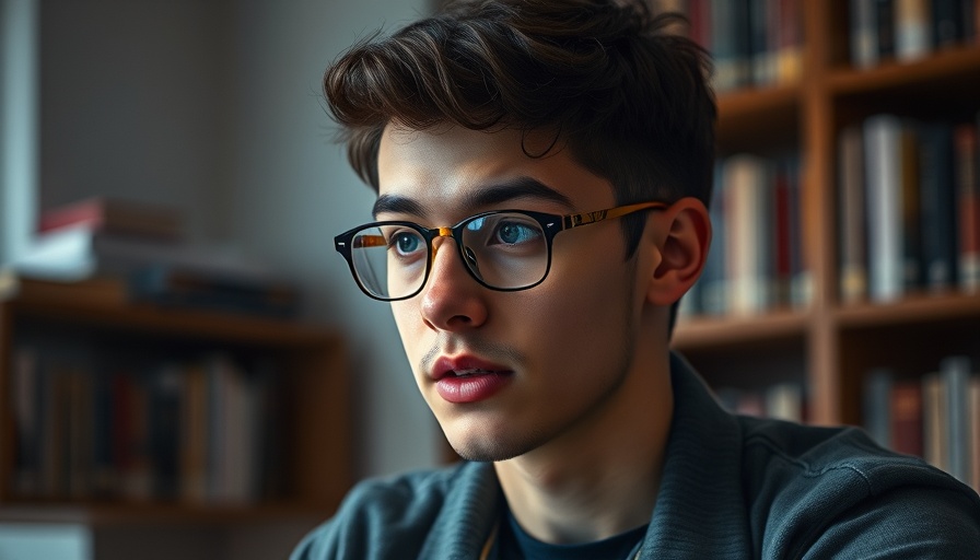 Young man in yellow shirt engaged in conversation indoors.