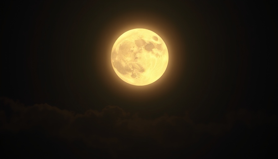 Radiant full moon with glowing halo on a dark night sky.