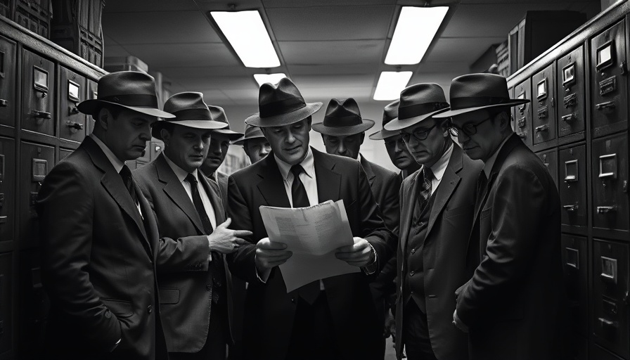 Vintage detectives in office reviewing documents, Omar Aleman Business Insights.