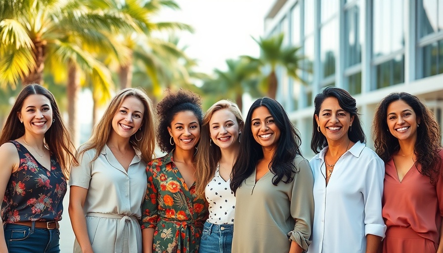 Diverse group of smiling women in a Christian giving circle outdoors.