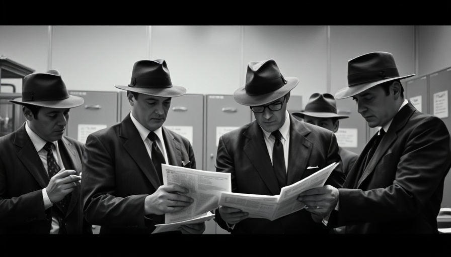 Entrepreneurial insights from vintage detectives in an office scene.