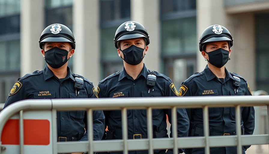 Police officers providing security at an outdoor event.