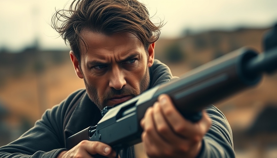 DiCaprio's forthcoming movie scene showing intense focus.