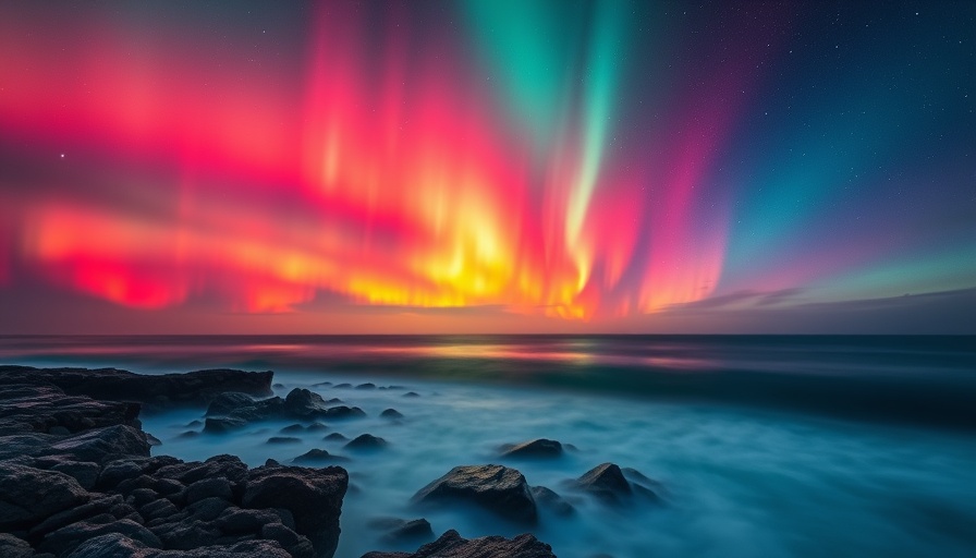 Stunning aurora lights over rocky coast, positive business news