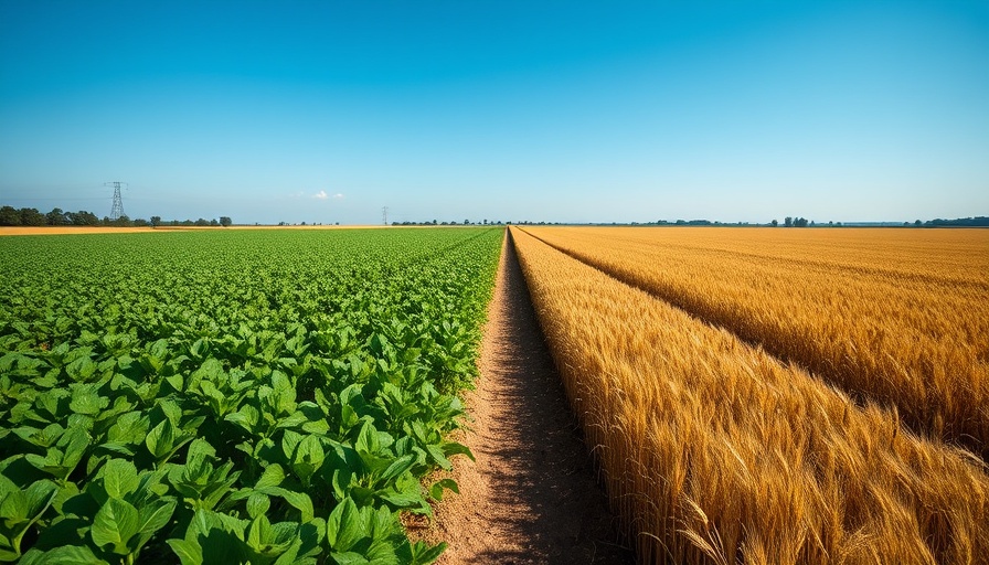 Crop rotation benefits illustrated with diverse fields under blue sky.