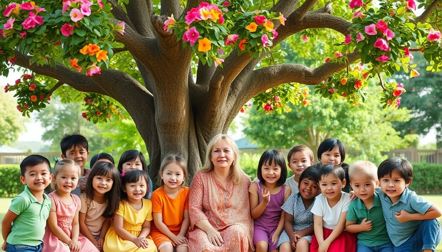 Open-Air Tree School in Murshidabad: Children with teacher under tree.