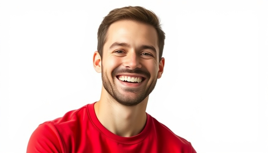 Smiling man in red shirt, Dallas Business Journal promotion.