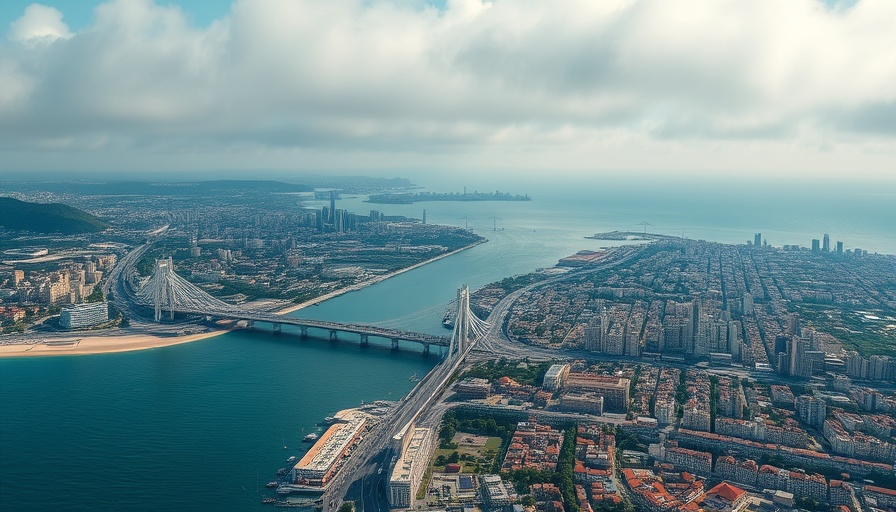 Aerial view of city and bridge over sea for Historic Events on September 14.