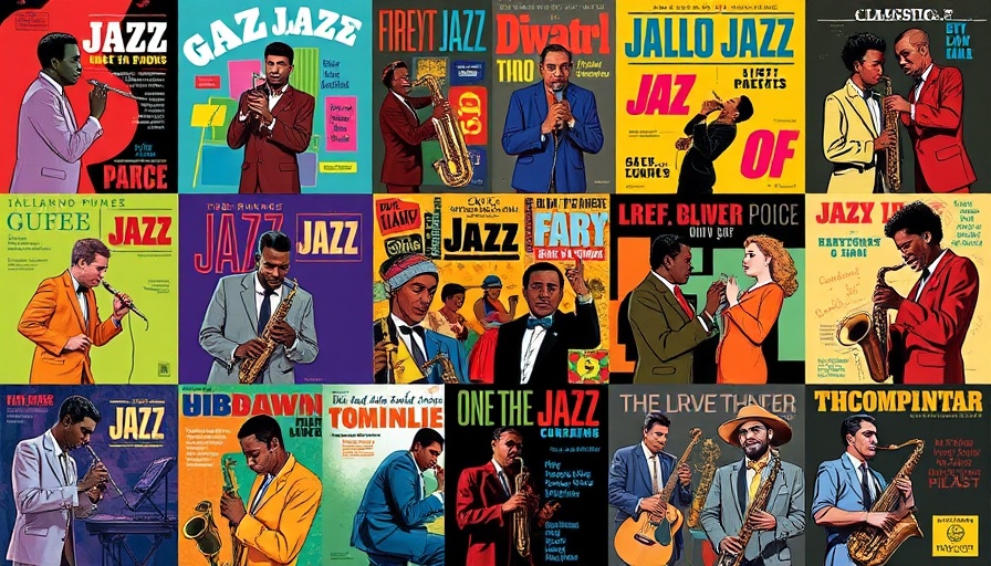 Colorful jazz album covers collage showcasing vibrant designs.