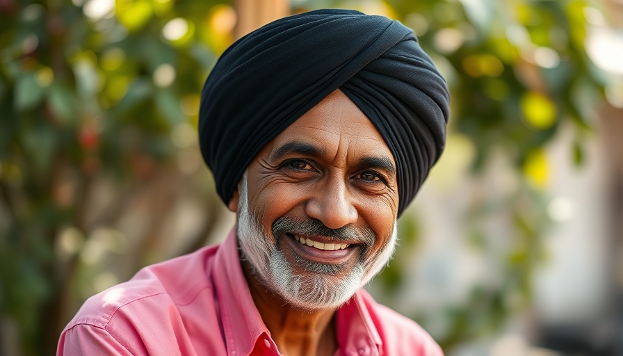 Sarbjeet Singh Bobby Vela Flood Relief supporter wearing a pink shirt.