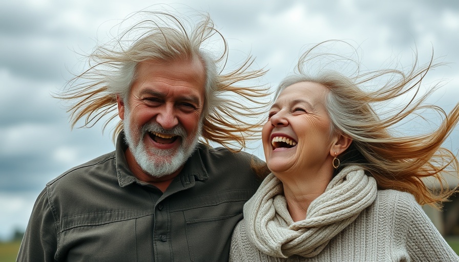 Joyful older couple laughing outdoors, benefits of getting older.