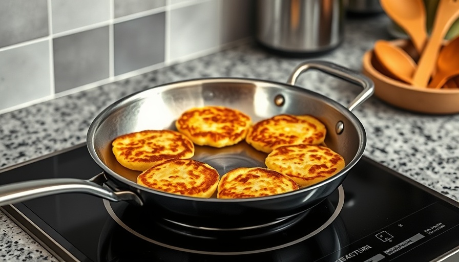 Golden potato pancakes cooking on induction stove, highlighting induction cooking benefits.