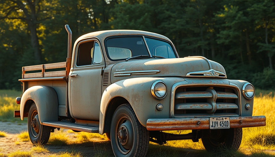 Vintage truck in nature, associated with Traveling Banned Bookstore.