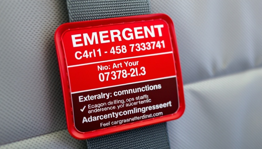 Close-up of seatbelt covers for emergency communication.