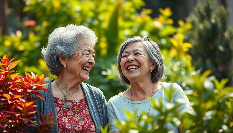 Joyful women sharing laughter in a vibrant garden, Positive Business News.