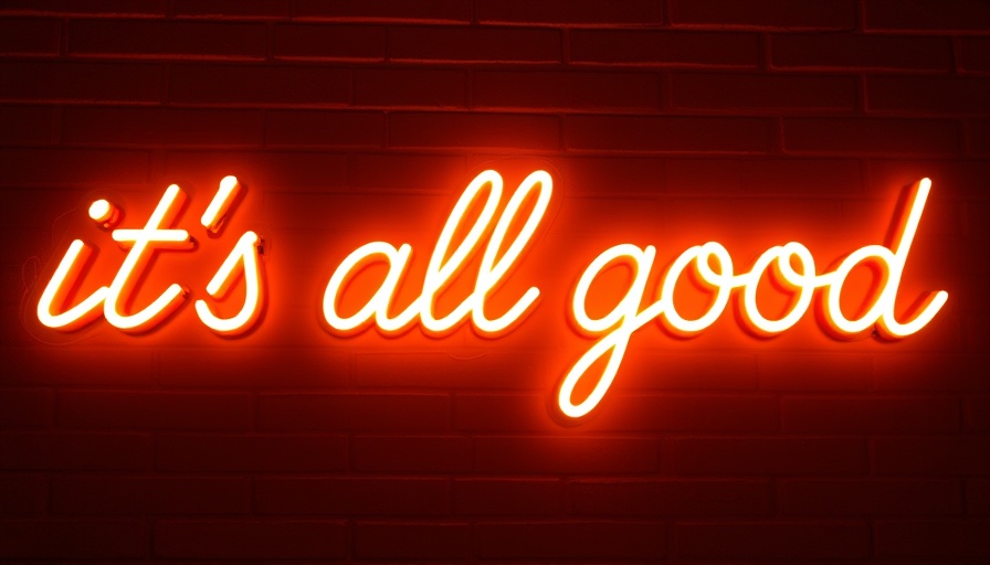 Bright neon 'it's all good' sign symbolizing positive business news.