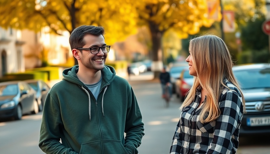 Friendly conversation on a suburban street, illustrating bravery in community service