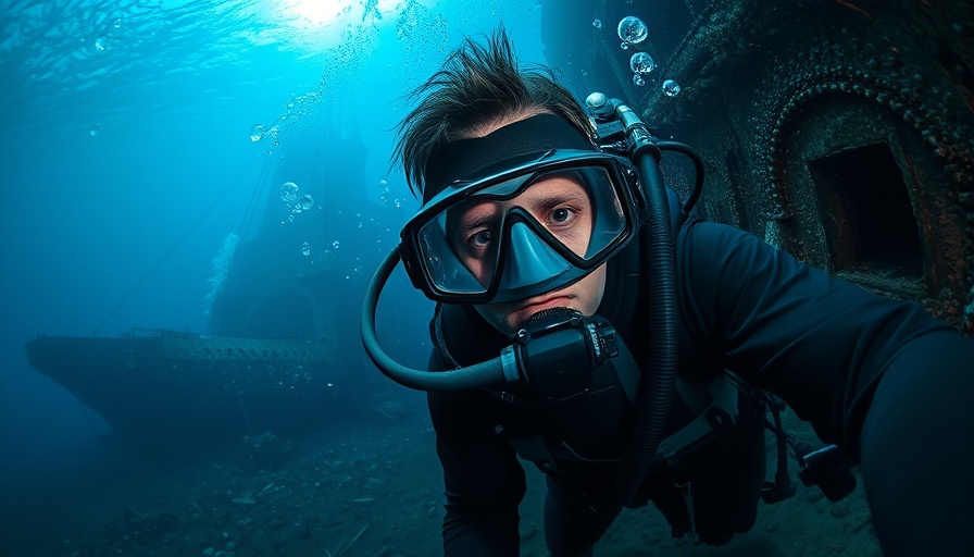 Diver explores Britannic wreck to recover artifacts.