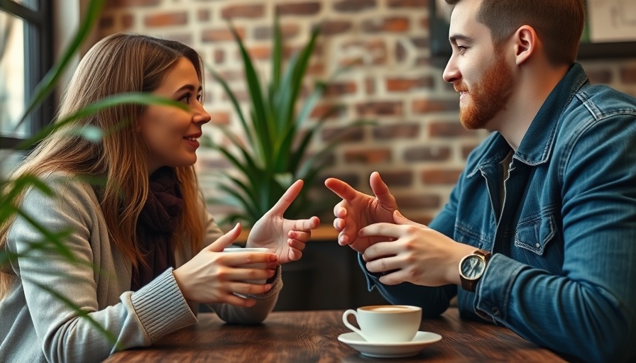 People using sign language at Dialogue Express Café over coffee.