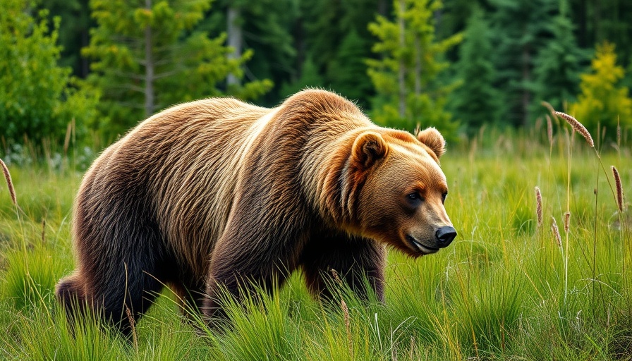 Fat Bear Week participant roaming lush green forest.