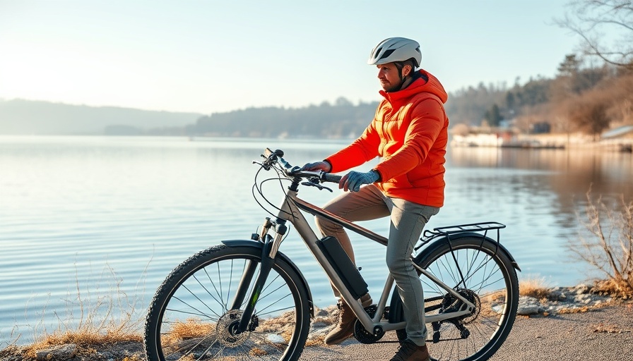 Electrification and Business Benefits: Man with e-bike by lake