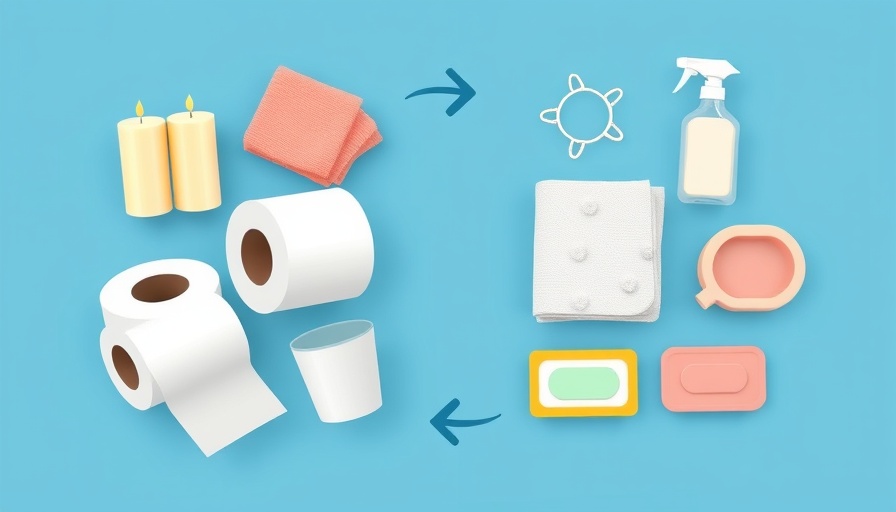 Minimalist design of ethical household items in circular layout.