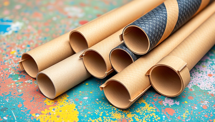 Innovative cardboard and carbon fiber tubes on textured surface.