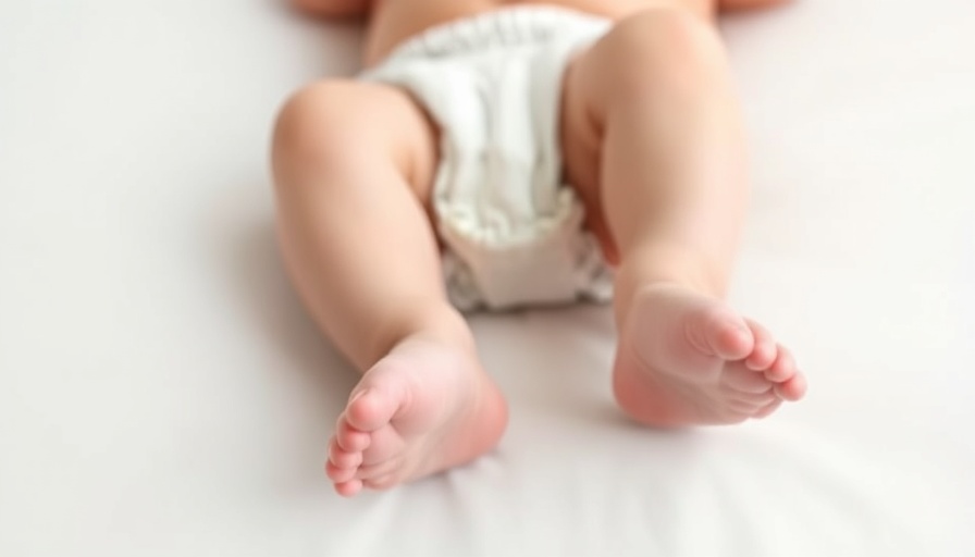 Baby in a diaper resting on a soft white background