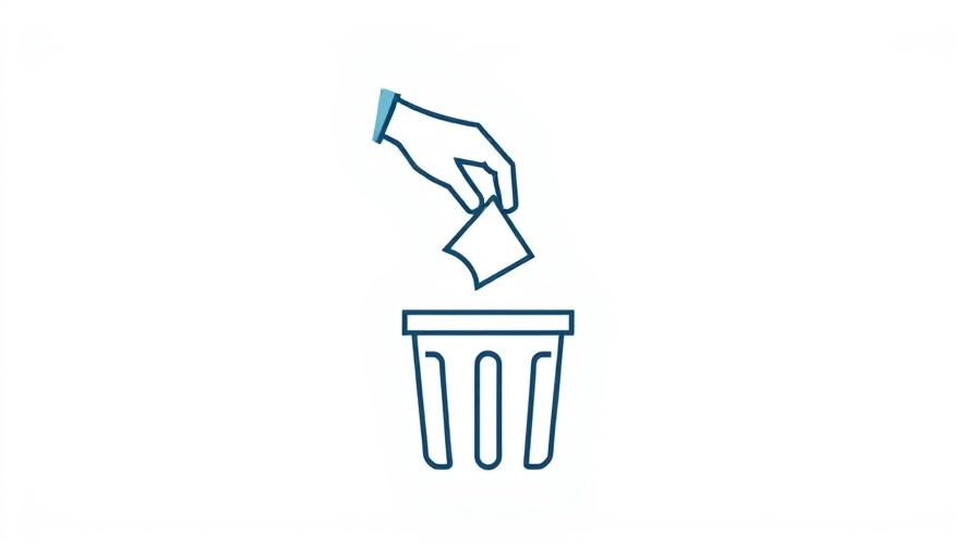 Minimalistic icon of litter bin and hand for Loch Lomond litter cleanup.