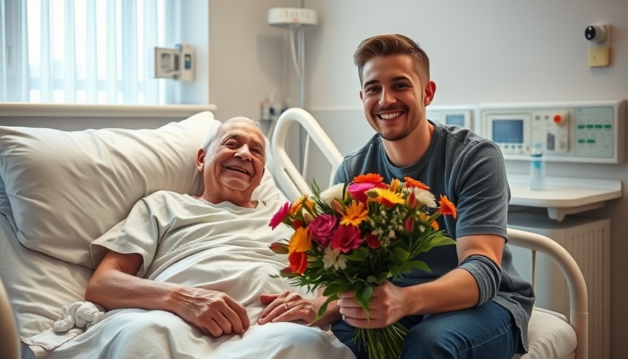 Comedian visits and saves life during performance in hospital room.