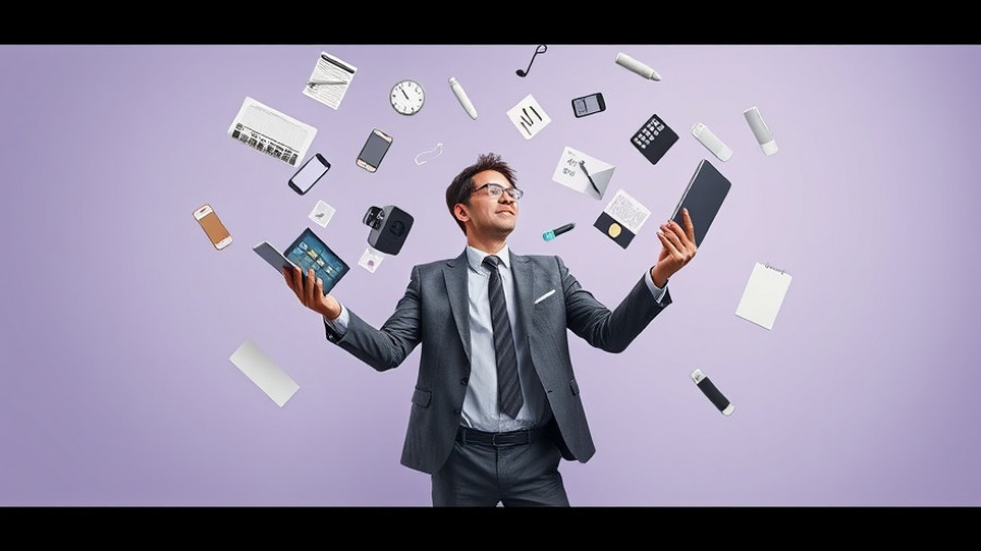 CFO podcasting potential imagery featuring multitasking businessperson.