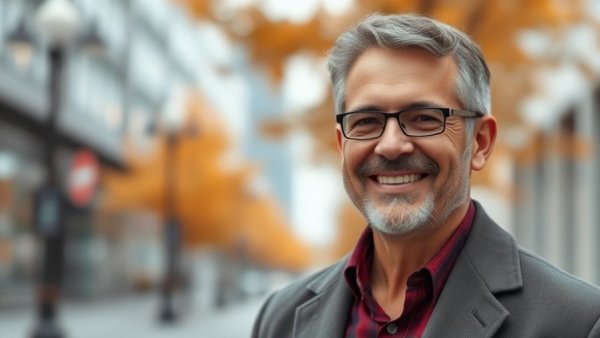 Confident businessman smiling outdoors, representing Walmart Success under New CEO.