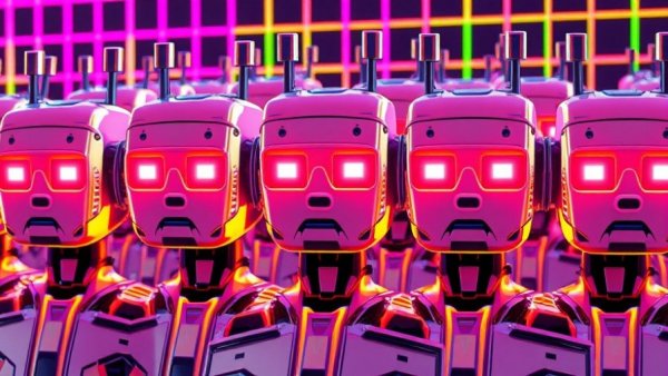 Futuristic AI robots pattern, perfect for ad campaign optimization visuals