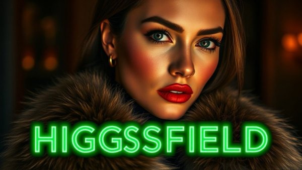 AI Video Creation Platform interface with model close-up, dramatic lighting.