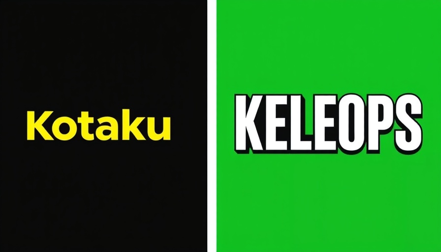 Dynamic Kotaku and Keleops logos, contrasting backgrounds.